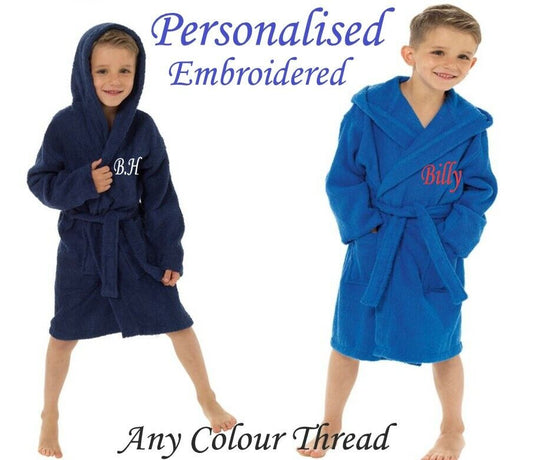 PERSONALISED Kids Girls Children Towel Soft Hooded Dressing Gown Robe GIFT