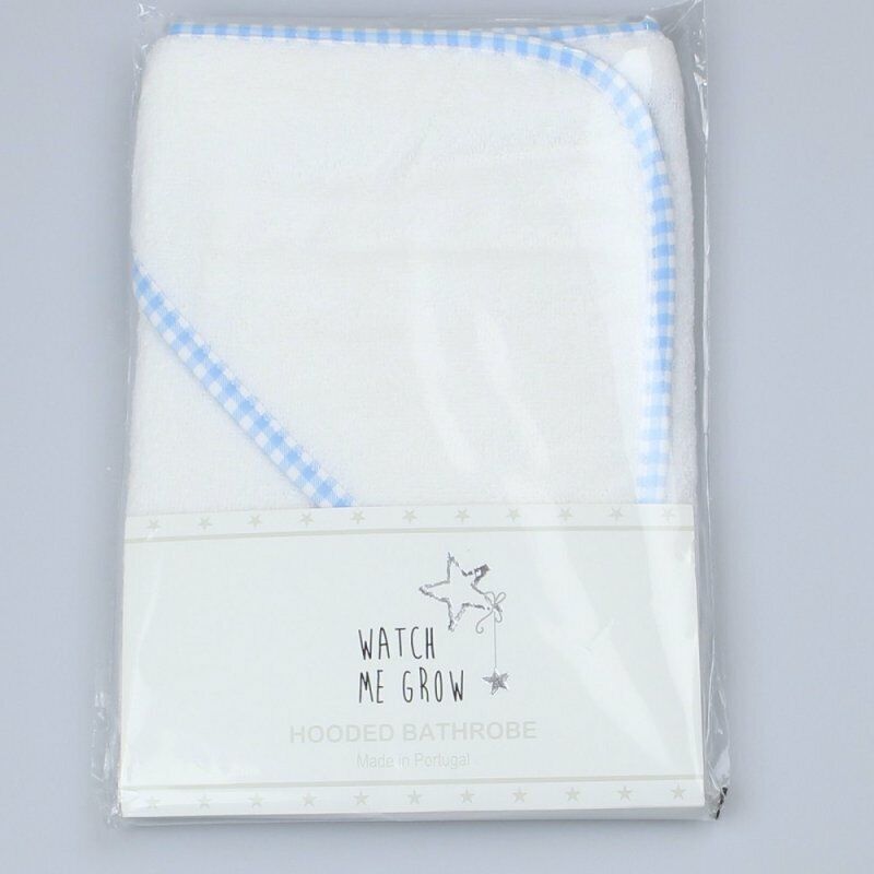 PERSONALISED BABY HOODED TOWEL ROBE GIFT SWIMMING  BOY GIRL PINK BLUE WHITE 