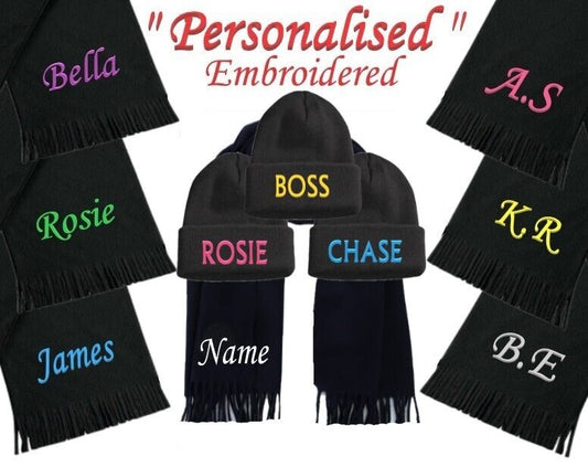 Personalised Birthday Gifts Set Hat Scarf For Her Him Friend Men Mum Dad Present