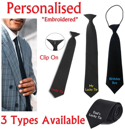 PERSONALISED Name Lucky Tie Dads Grandad Gift Present Christmas Birthday Clip On