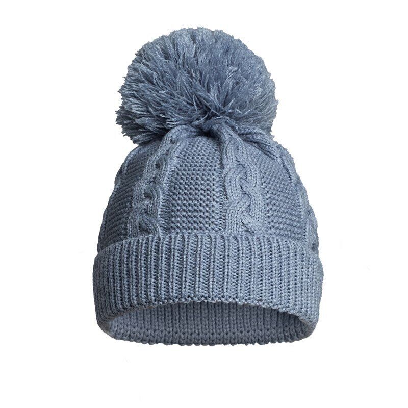 BABY SINGLE POM POM HAT KNITTED WINTER WHITE PINK BLUE GREY NEWBORN 0-12 Months
