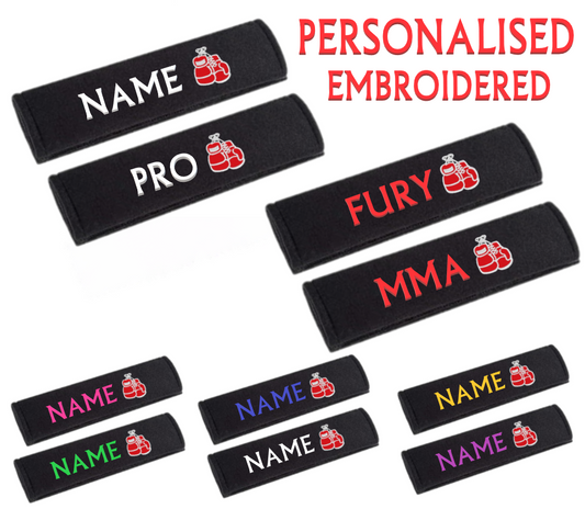 Personalised BOXING GLOVE Name Initials Car Seat Belt Pad Shoulder Cover Gift UK