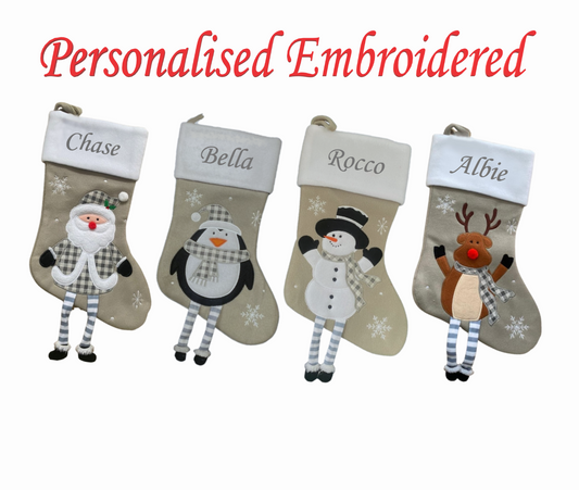 PERSONALISED CHRISTMAS STOCKING Deluxe Luxury Stockings XMAS GIFT Embroidered UK