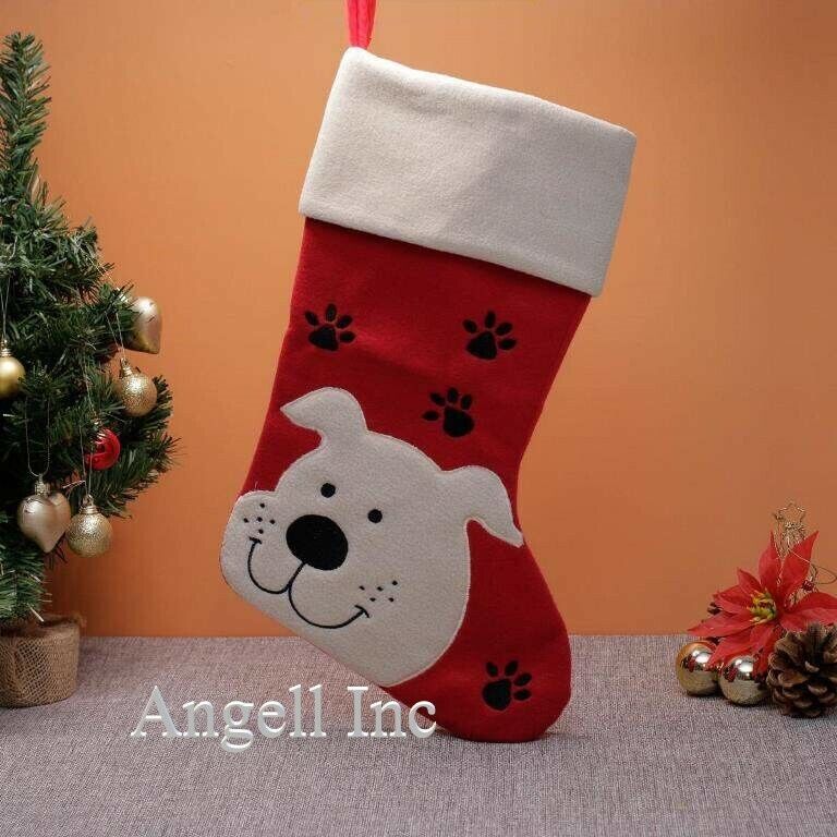 Personalised ANIMAL Paw Print Pet Christmas stocking Embroidered DOG CAT XMAS UK