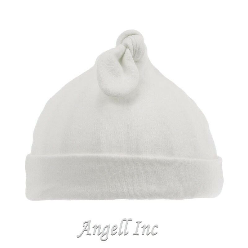 Personalised Baby newborn Hat Beanie Knot Cotton 0-6 Month Pink Blue White gift 