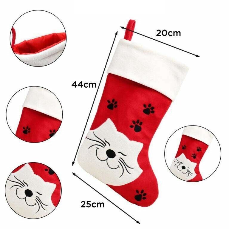 Personalised ANIMAL Paw Print Pet Christmas stocking Embroidered DOG CAT XMAS UK