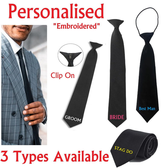 PERSONALISED Name Initials TIE Usher Best Man Groom Father Of Bride Stag Wedding