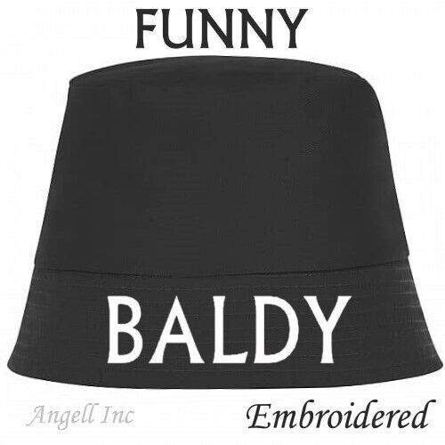 Mens BALDY Bald Man BUCKET Hat Cap Gift Funny Rude Joke Dads Birthday Present