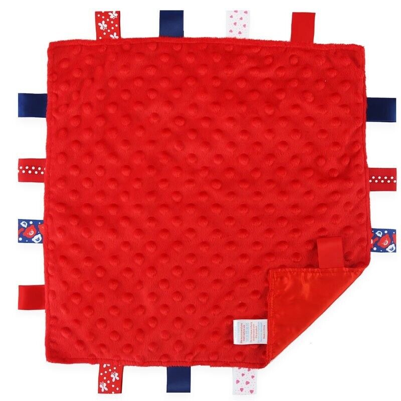 PERSONALISED NAME BABY TAGGIE TAGGY COMFORTER HEART BLANKET FLEECE BOY GIRL