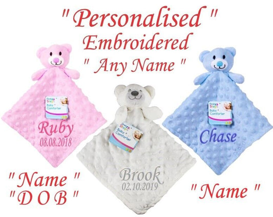 Personalised Baby Comforter Blanket Security Blanket Teddy Bear Baby gift Babies
