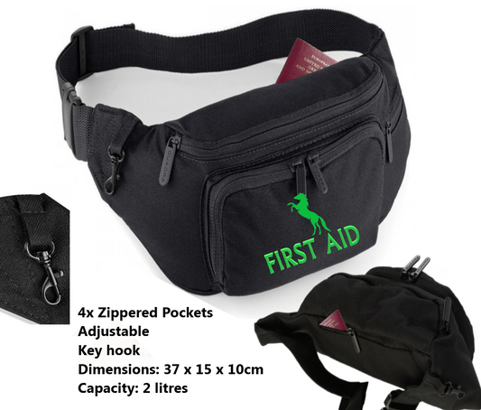 Horse & Rider First Aid Kit Sturdy Bum Bag EMPTY Gifts Riding Polo Equine Safety