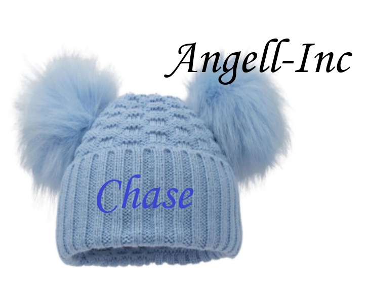 PERSONALISED BABY FUR POM POM HAT KNITTED WINTER WHITE PINK BLUE GREY GIFT 12-24