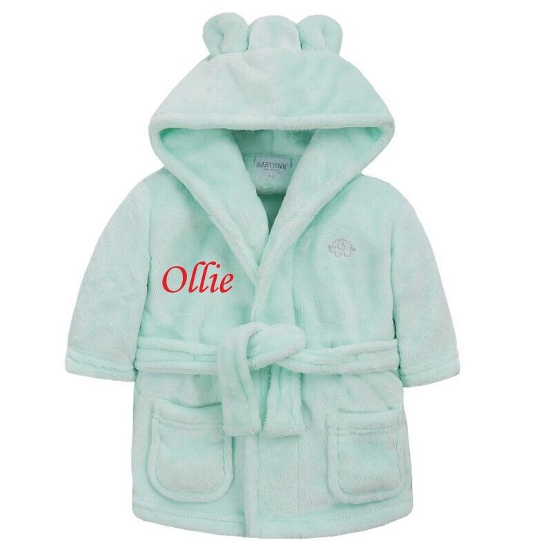 Personalised Baby Robe Bath Embroidered Dressing Gown Boy Girl Gift Crown Soft