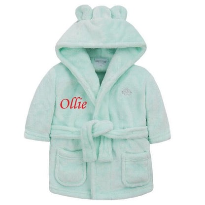 Personalised Baby Robe Bath Embroidered Dressing Gown Boy Girl Gift Crown Soft
