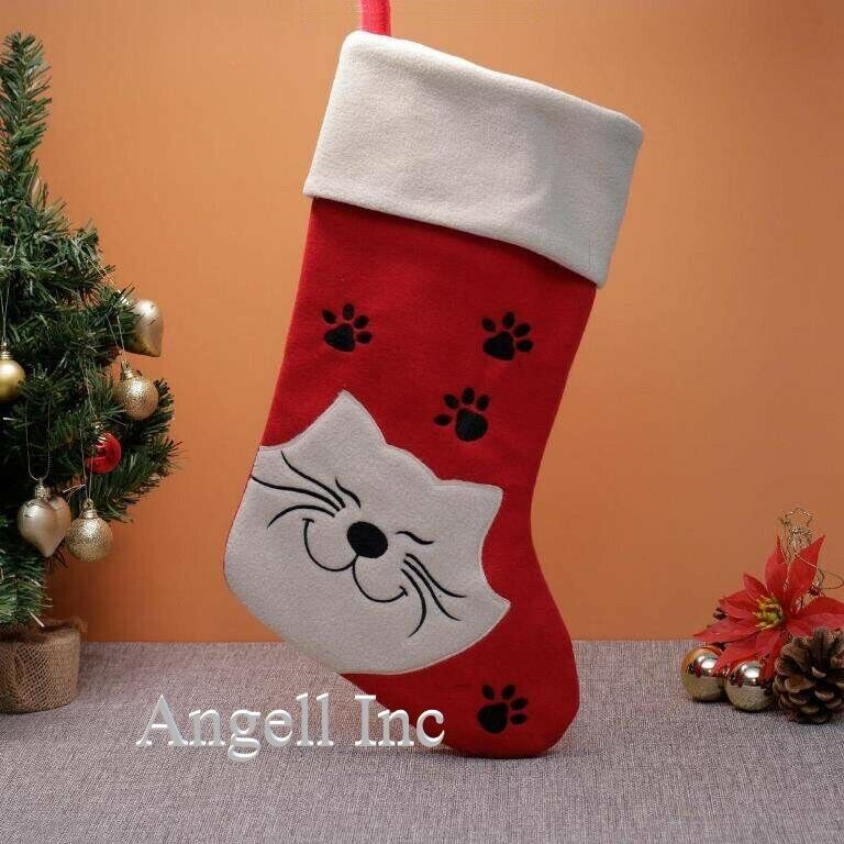 Personalised ANIMAL Paw Print Pet Christmas stocking Embroidered DOG CAT XMAS UK