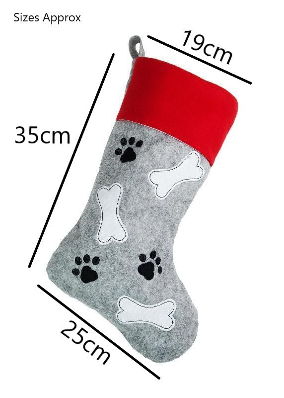 Personalised Pet Name Cat Paw Dog Bone Christmas stocking Embroidered XMAS Toy