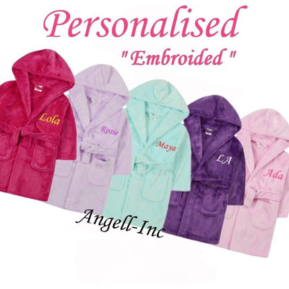 Personalised Girls Bath Robe 2-6 Years Embroidered Girls Dressing Gown Hooded Housecoat Hooded Childrens Dressing Gown Towel 2-6years Custom