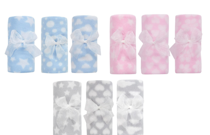 Baby Girl Boy Personalised Heart Blanket Embroidered Towel Name Pink Blue Gift